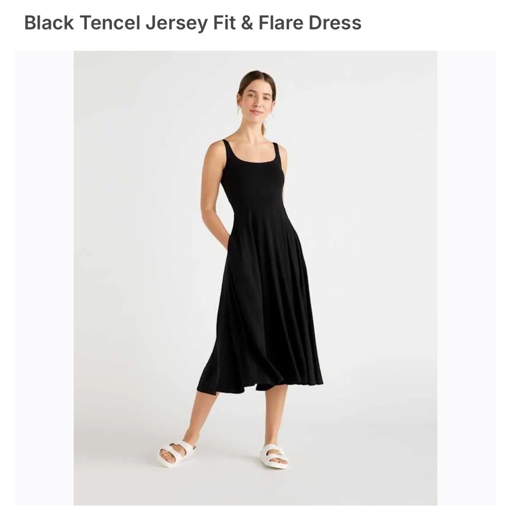 Quince Tencel Fit & Flare Black Maxi Dress | S